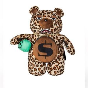 Sprayground Leopard Print Bear Backpack